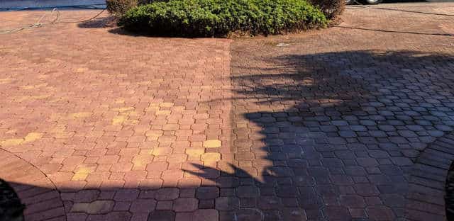 Brick driveway pavers pressure cleaned