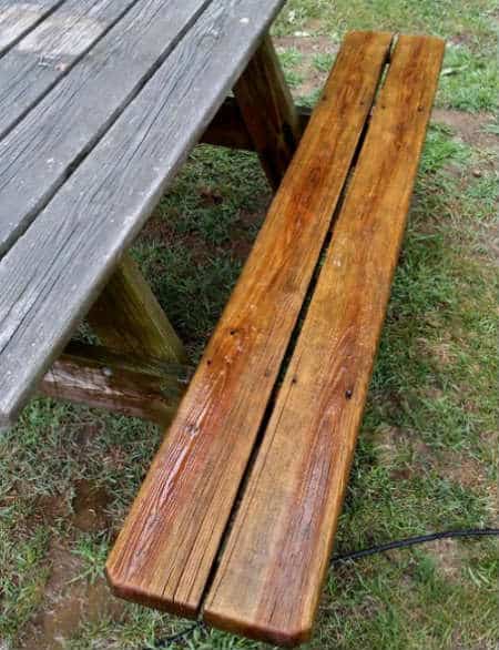 Pressure washing picnic table