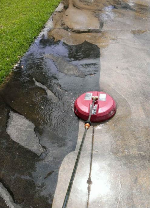 Surface cleaning concrete driveway