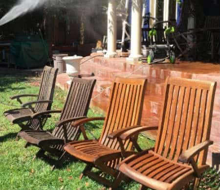 Wood patio chair pressure washing