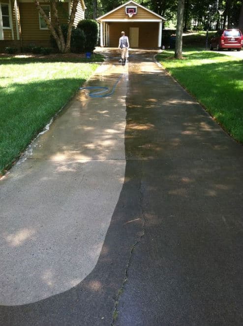 Pressure cleaning a long driveway