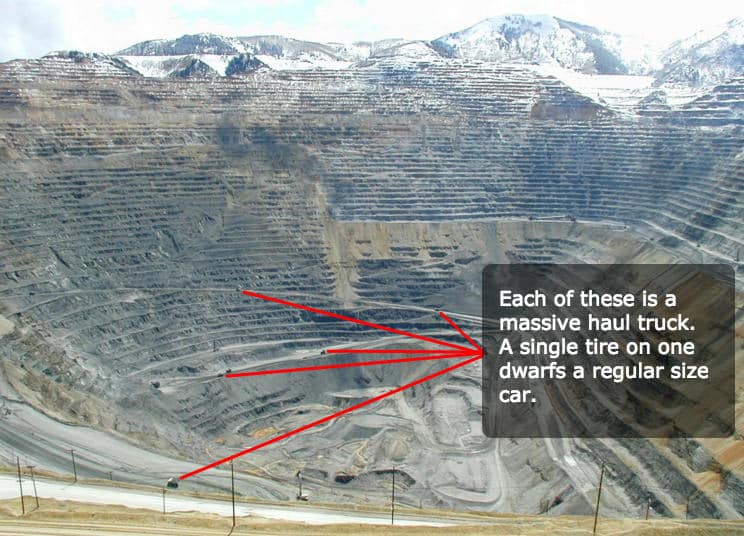 Bingham Canyon Mine Size With Haul Truck Comparison