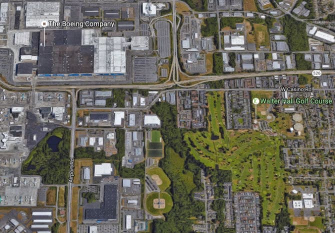 Boeing Factory Next To Golf Course