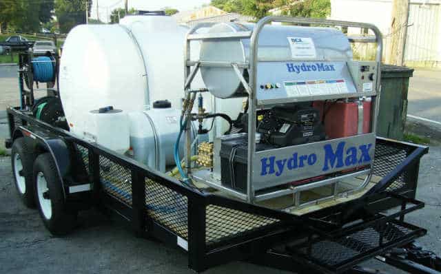 Hydromax pressure washer on trailer