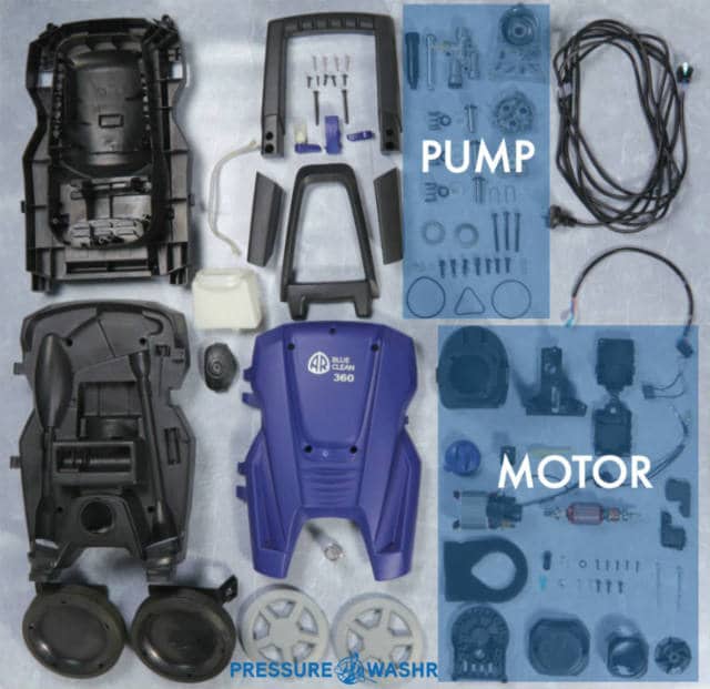 AR Electric Pressure Washer Showing Pump and Motor Parts