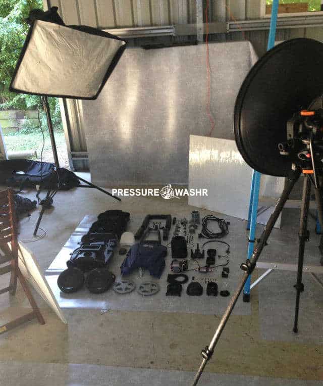 Disassembled Pressure Washer Showing Photo Lights Setup