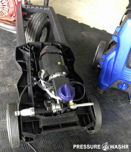 Electric Pressure Washer Open Showing Pump and Motor