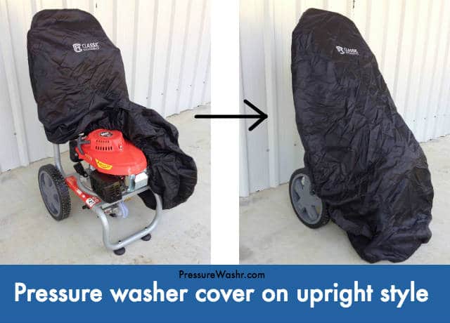 Upright style pressure washer with cover