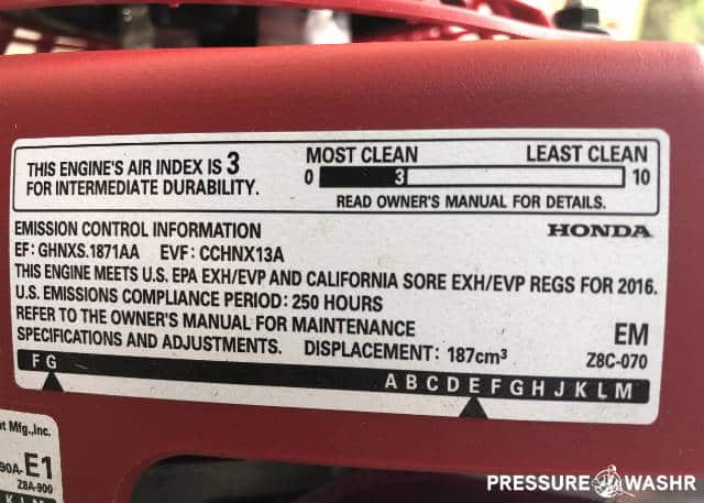 Honda Small Engine Emission Control Label