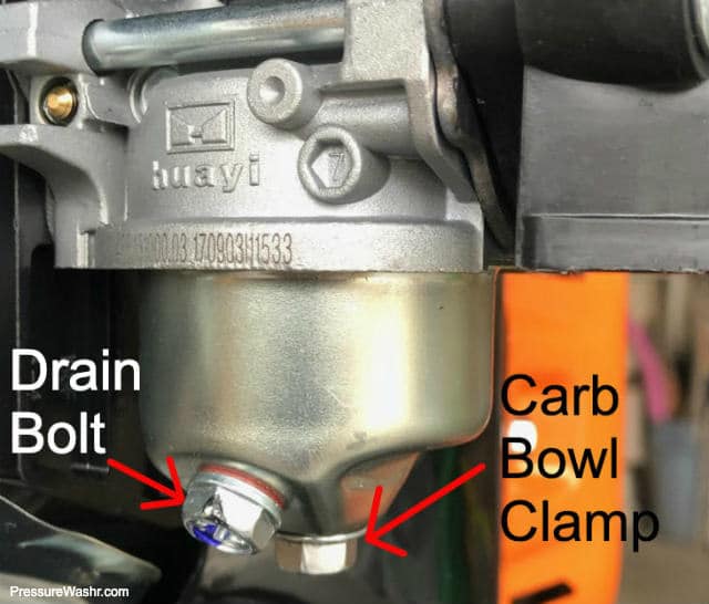 Carburetor on Generac Pressure Washer