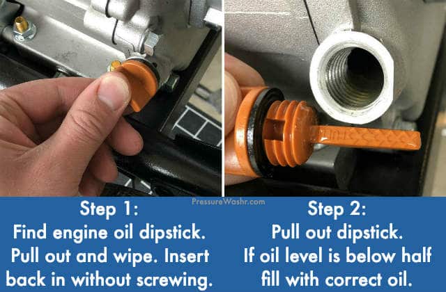 Pressure washer check engine oil level