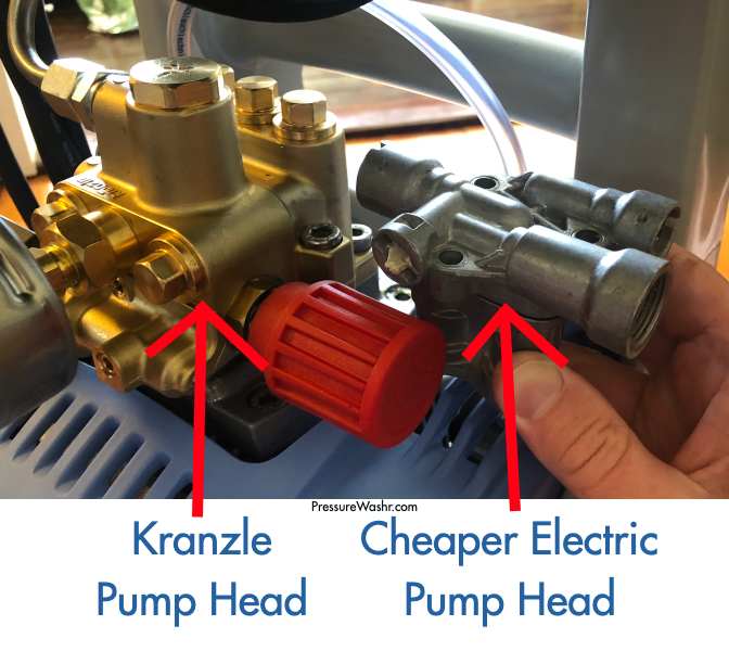 Compare kranzle pump head to cheaper electric pressure washer pump head